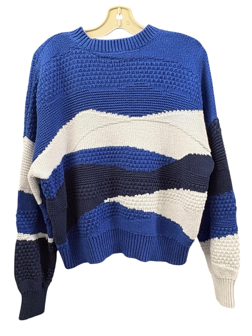 Madewell Landscape Colorblock Chunky Knit Sweater XL Blue White Navy - Picture 2 of 5